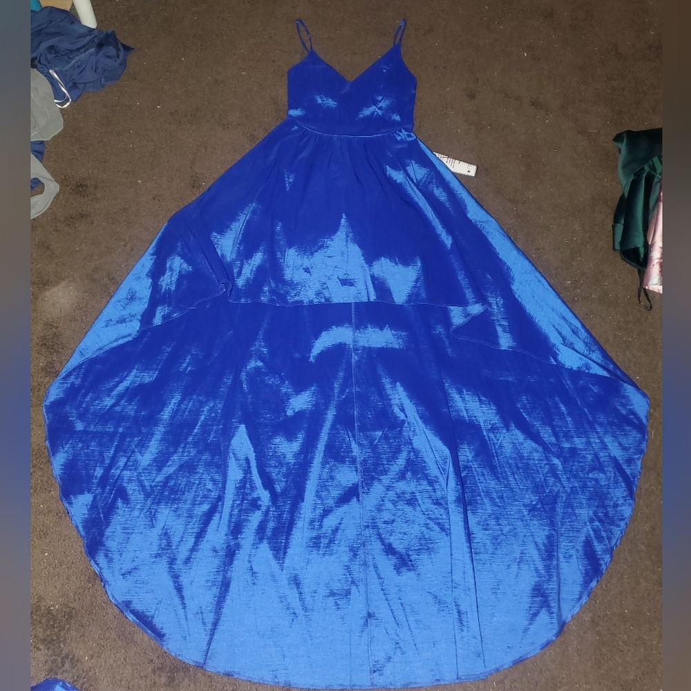Elegant Blue High-Low Dress